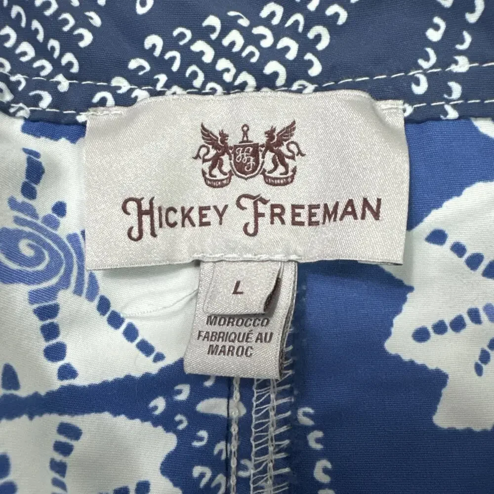 Hickey Freeman Swim Trunks Board Shorts Navy Blue Print Pattern sz L